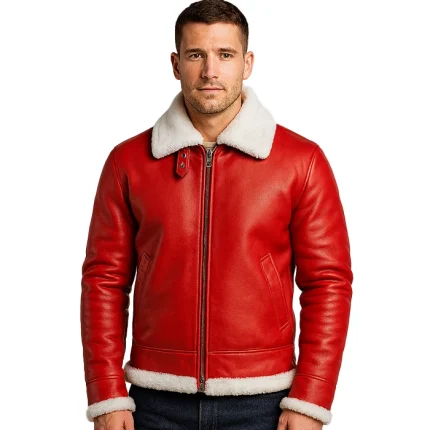 Francis B-3 Red Leather Bomber Jacket