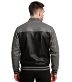 Grey and Black Leather Varsity Jacket