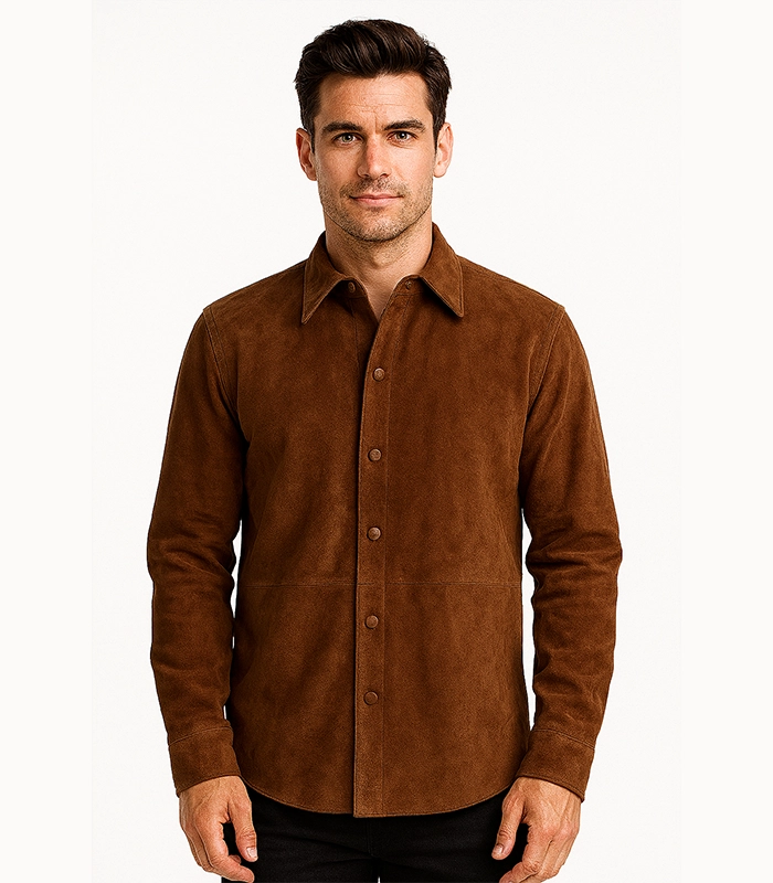 Haven Brown Suede Leather Shirt Haven Brown Suede Leather Shirt