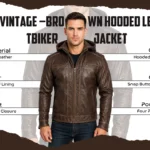Hector Vintage – Brown Hooded Leather Biker Jacket