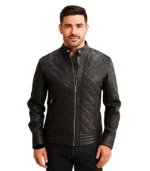 Henry Quilted Black Leather Jacket