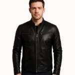 Ionic Black Leather Jacket for Men