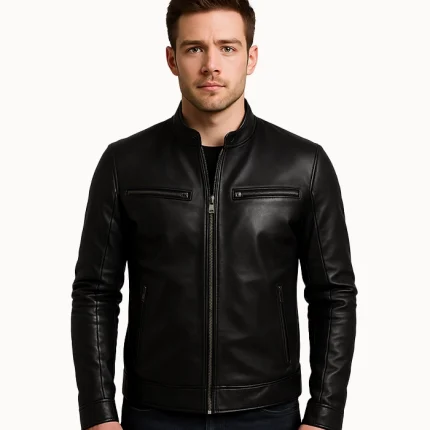 Ionic Black Leather Jacket for Men