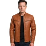 Ionic Brown Leather Biker Jacket