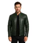 Ionic Green Leather Biker Jacket