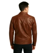 Ionic Tan Brown Leather Biker Jacket