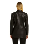 La Veste Tibau Asymmetric Black Leather Blazer