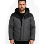 Luka Grey and Black Hooded Puffer Jacket