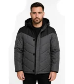 Luka Grey and Black Hooded Puffer Jacket
