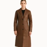 Mateo Brown Single Breasted Leather Coat