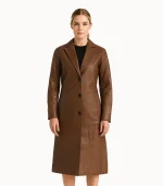 Mateo Brown Single Breasted Leather Coat