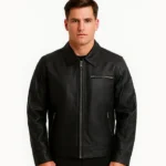 Matte Black Leather Biker Jacket