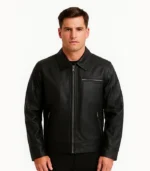 Matte Black Leather Biker Jacket