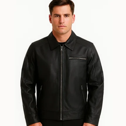 Matte Black Leather Biker Jacket