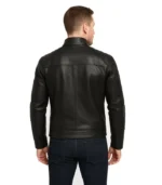 Mens Black Lambskin Cafe Racer Leather Jacket