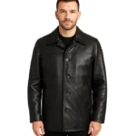 Mens Cowhide Leather Car Coat