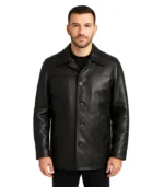 Mens Cowhide Leather Car Coat