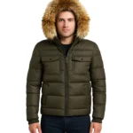 Mens Fur Hooded Down Jacket – Warm, Lightweight & Sustainable