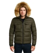 Mens Fur Hooded Down Jacket – Warm, Lightweight & Sustainable