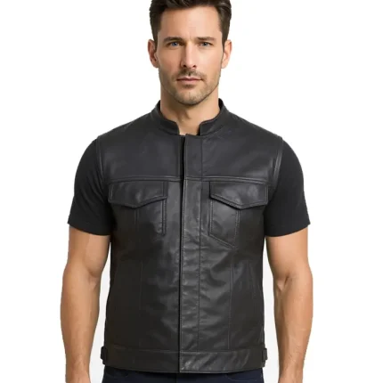 Mens Leather Biker Vest