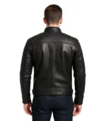 Men’s Padded Black Cafe Racer Real Leather Jacket