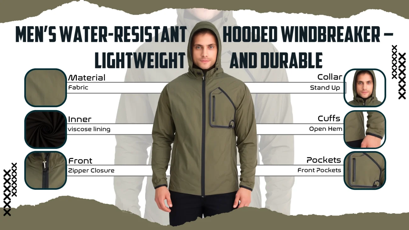 Men’s Water-Resistant Hooded Windbreaker