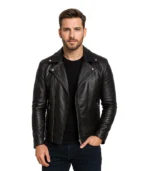 Noah Black Leather Biker Jacket
