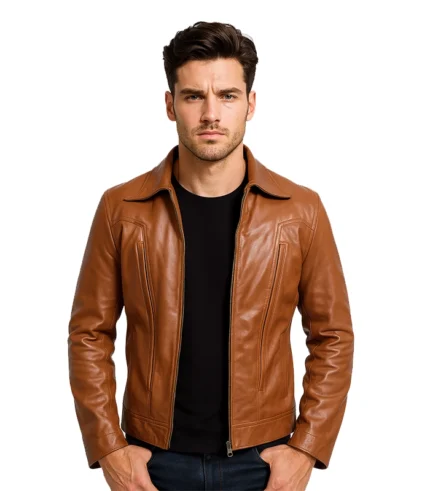 Old School Brown Leather Jacket