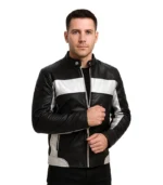 Randolf Silver Black Leather Biker Jacket