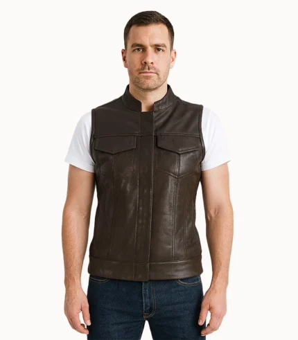 Rayne Moto Brown Leather Vest