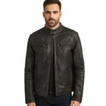 Rustic Brown Leather Biker Jacket