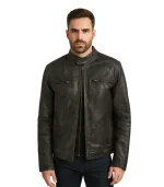 Rustic Brown Leather Biker Jacket