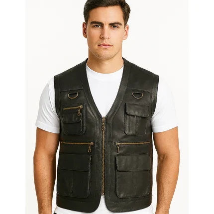 Safari Brown Leather Vest