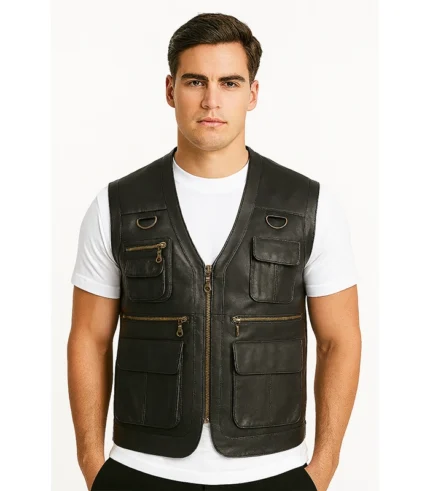 Safari Brown Leather Vest