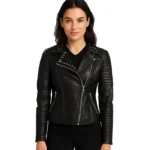Sally Mae Studded Black Leather Biker Jacket