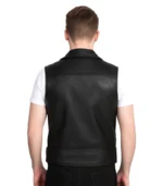 Sullivan Black Leather Biker Vest