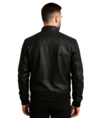 Sven Tumbled Black Leather Bomber Jacket b