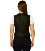 Vanda Black Leather Biker Vest