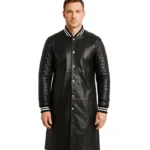 Wilde Black Leather Varsity Coat Mens