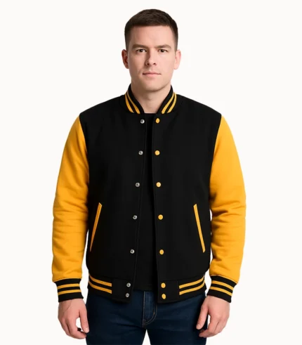 Wool Blend – Black Letterman Jacket