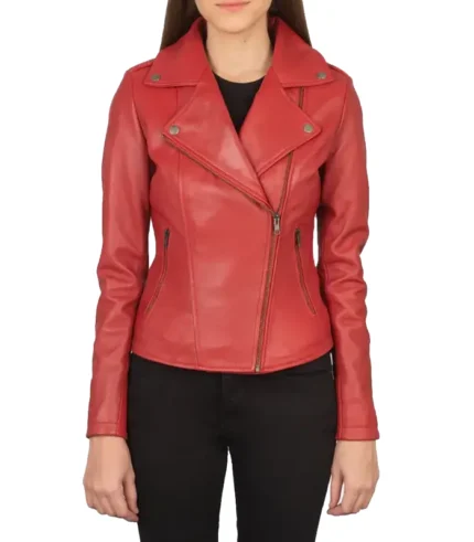 Flashback Red Leather Biker Jacket