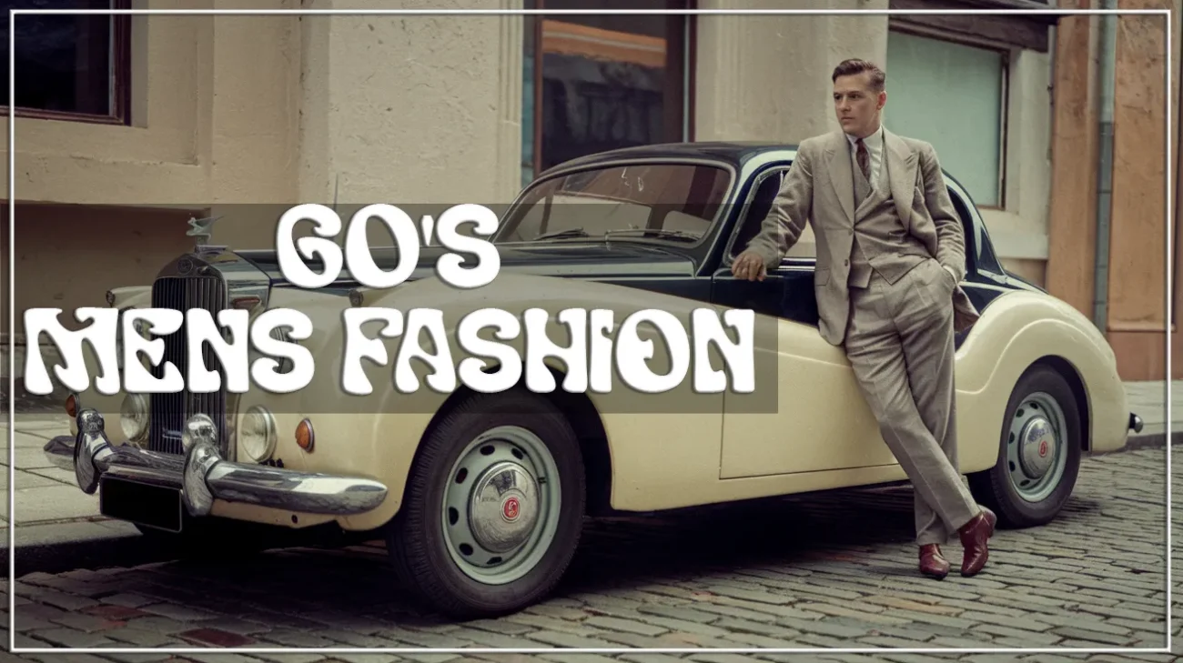 A man wearing a classic 1960s slim-fit tailored suit with narrow lapels and a skinny tie.