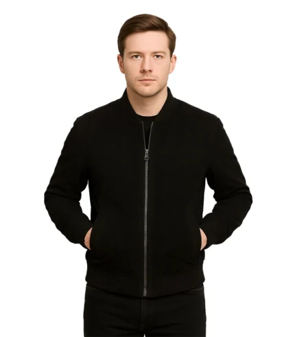 Adamsville Men’s Black Suede Bomber Jacket