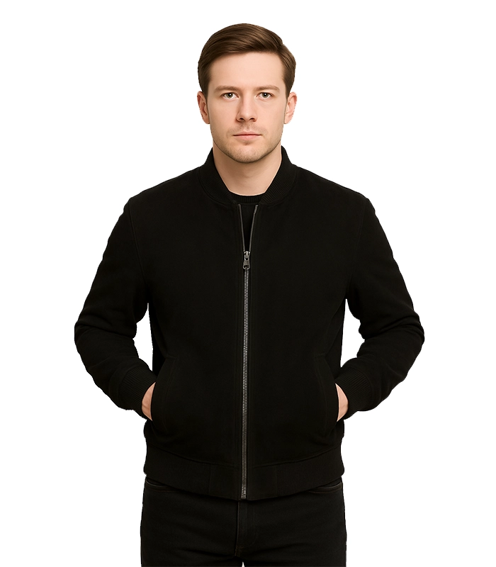 Adamsville Men’s Black Suede Bomber Jacket
