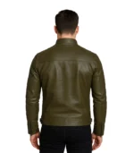 Austin Men Cafe Racer Dark Green Real Leather Jacket