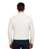 Austin Men Cafe Racer Off White Real Leather Jacket