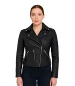 Bari Black Women’s Real Leather Biker Jacket