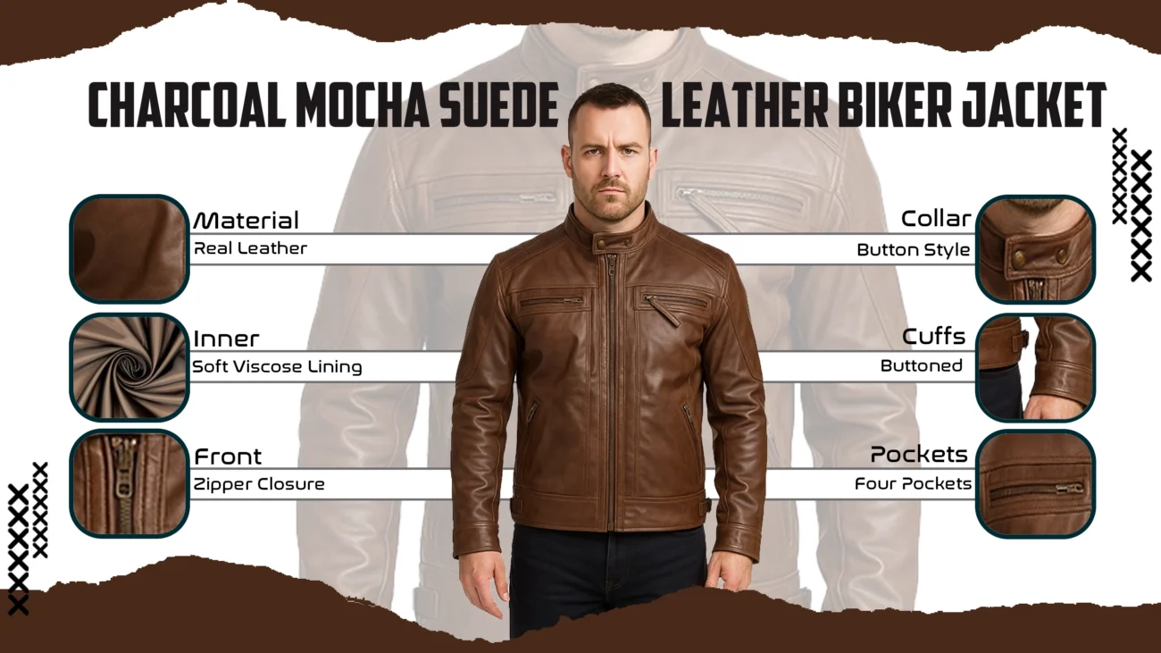 Chocolate Brown Cafe Men’s Leather Motorcycle Jacket