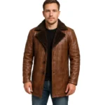 Cinnamon Distressed Leather Fur Coat