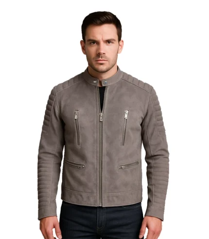 Damian Grey Suede Biker Jacket